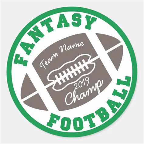 Fantasy Football Champ Classic Round Sticker Zazzle