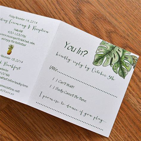 Hawaiian Inspired Letterpress Wedding Invitation