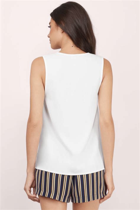 Debutante Deep V Tank Top In White 42 Tobi US