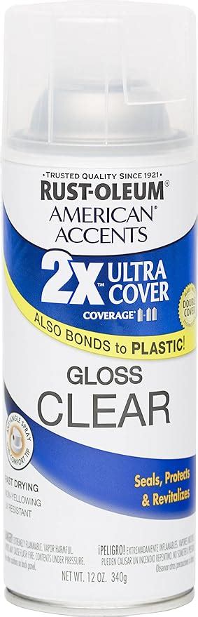 Rust Oleum 280702 American Accents Ultra Cover 2x Spray Paint Gloss Clear 12 Ounce