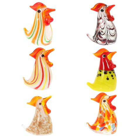 Chicken Figurine Desktop Decor Glass Ornament Tiny Animal Figurines