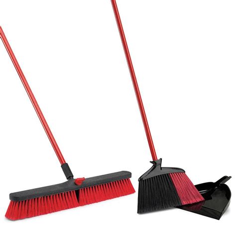 Libman 24 In Multi Surface Push Broom With Handle 4 Pack Red Black