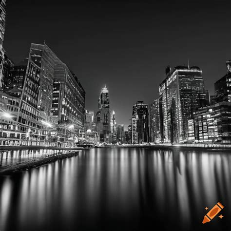 Black and white cityscape on Craiyon