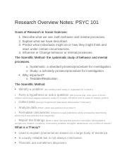 Psyc Research Overview Notes Docx Research Overview Notes Psyc