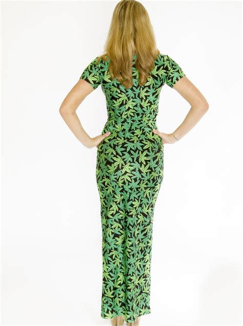 Marijuana Print Maxi Dress