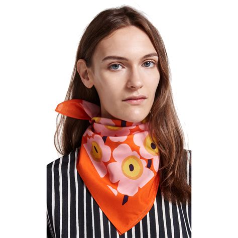 Marimekko Unikko Orange Pink Mini Scarf Marimekko Scarves