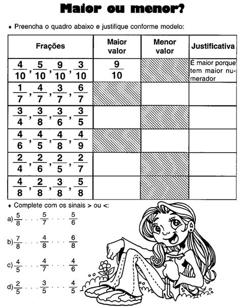 Atividades Exercícios De Frações Para O 4º Ano Para Imprimir