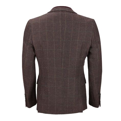 Mens Herringbone Tweed Check Blazer Vintage Tailored Fit Smart Designer Jacket Ebay