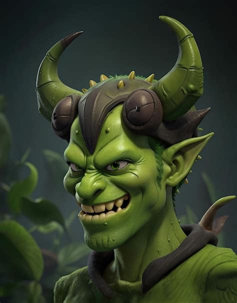 Premium Ai Image Green Demon Anime 3d