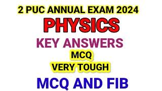 2nd Puc Physics Key Answers 2024 2nd Puc Physics Key Answers 2024 Exam