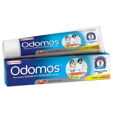 Odomos Non-Sticky Mosquito Repellent Cream with Almond & Vitamin E 50g ...