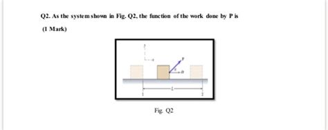 Solved Q As The System Shown In Fig Q The Function Of The Work