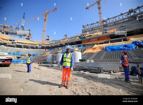 Construction Worker At The Lusail Stadium In Lusail Qatar Stock Photo