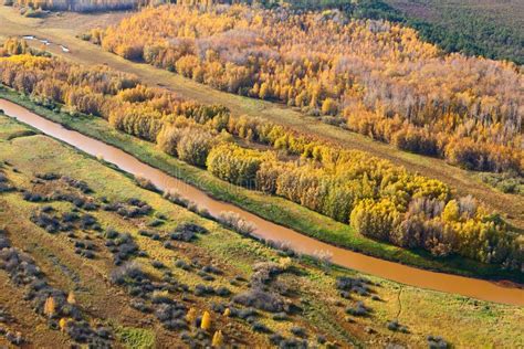 Top View Of The Flood Land Of River In Autumn Stock Image Image Of