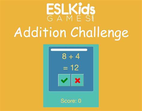 ESL Addition Challenge Maths Number Game interactive online - ESL Kids ...