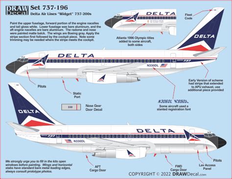 Delta Air Lines Widget” 737 200s Draw Decal