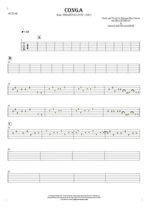 Conga Tablature For Guitar Playyournotes