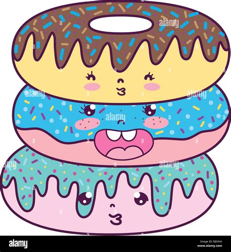 Kawaii Donuts Stock Vector Images Alamy