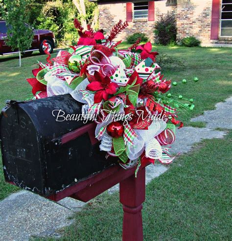 Christmas Mailbox Swag Mailbox Swag Deco Mesh Mailbox Topper Home