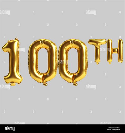 3d Illustration Of 100th Golden Balloons Isolated On White Background