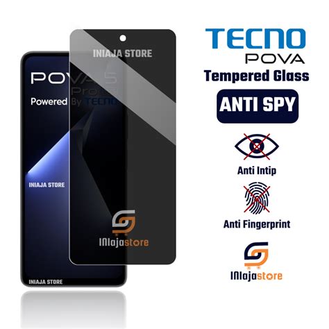 Jual Tempered Glass Anti Spy Tecno Pova 6 5 5 Pro 5G 5 Free Fire 4 4