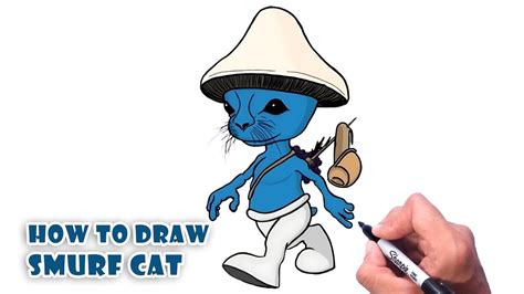 How to Draw SMURF CAT | Step by step tutorial - YouTube