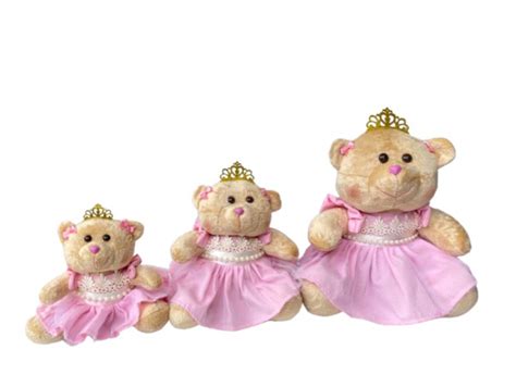 Trio De Ursa Princesa Reais G M P Vestido Rosa Bicho Pel Cia De