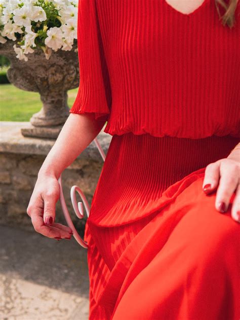 Robe Rouge Midi Pliss E Louisa Holy Gaby