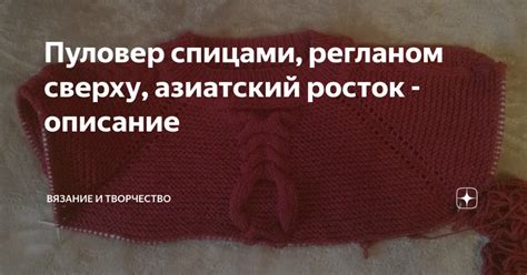 Пуловер спицами, регланом сверху, азиатский росток - описание | Пуловер ...
