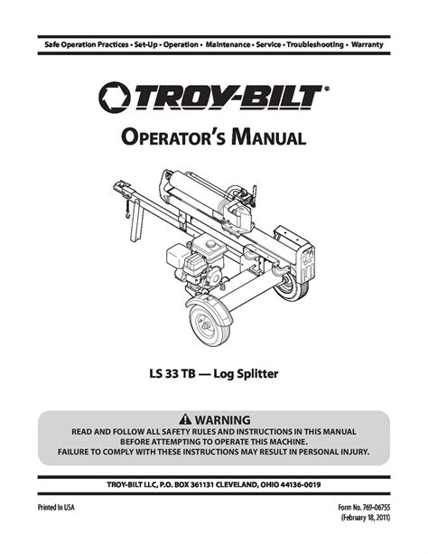 Troy Bilt Log Splitter Parts Visual Guide