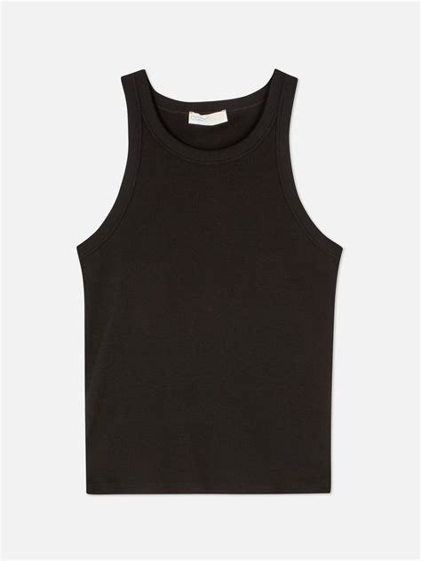 Womens Black Ribbed Racerback Vest Top Primark