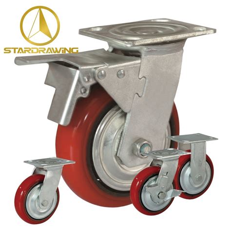 Stardrawing Inch Industrial Pu Cast Iron Caster Polyurethane