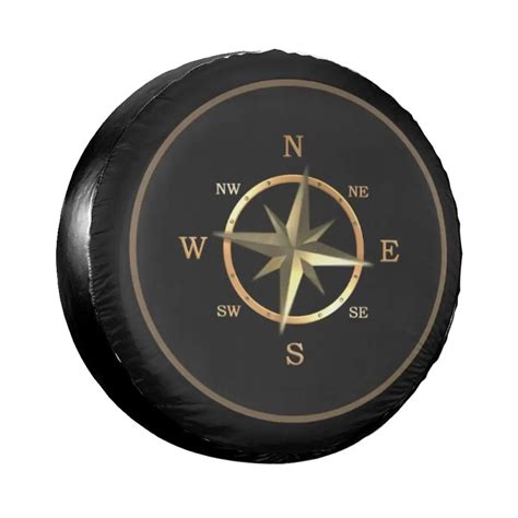 Cardinal Directions And Compass Rose Spare Wheel Tire Cover For Jeep