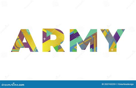 Army Concept Retro Colorful Word Art Illustration Stock Vector