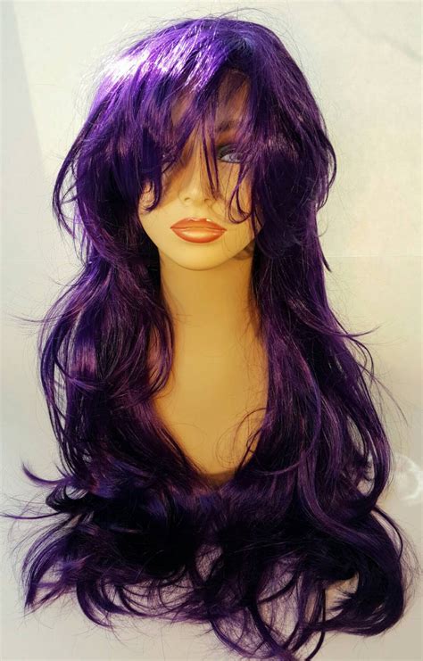 Long Purple Wig Long Wavy Purple Wig Purple Wig Wavy Purple Etsy