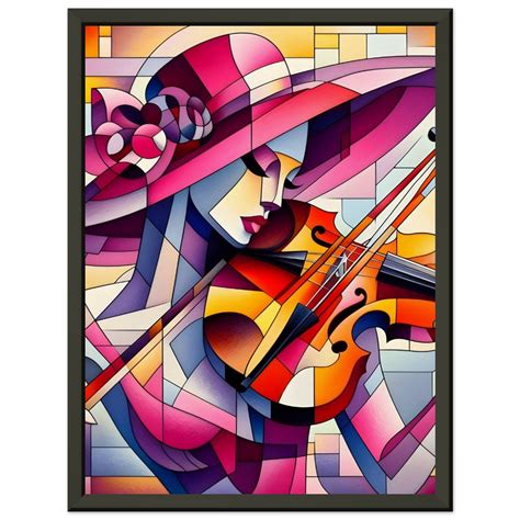 Cubism Wall Art Black Metal Framed Print Female Portrait Cubism Style