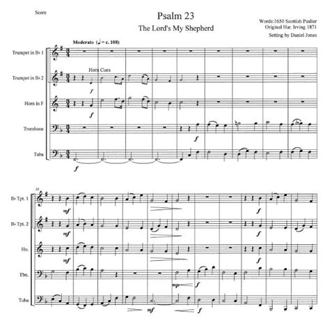 Psalm 23 The Lord S My Shepherd For Brass Quintet Mentor Music