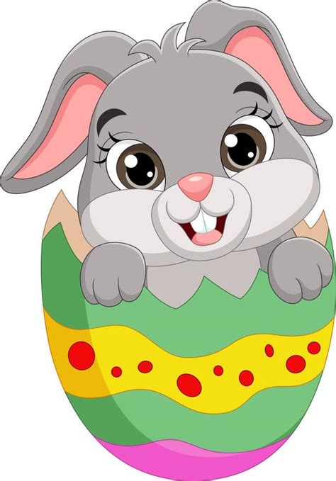 Cartoon Easter Bunny Inside A Cracked Easter Egg 5113060 Vector Art At