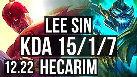 LEE SIN Vs HECARIM JNG 15 1 7 Legendary 1 1M Mastery 400 Games