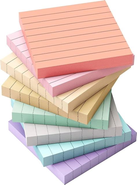 EOOUT 8 Pads Lined Sticky Notes 3x3 Inches Self Stick Note Pads 100