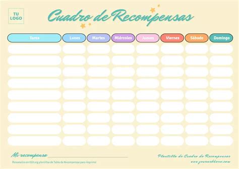 Diseña una Tabla de Recompensas con plantillas online