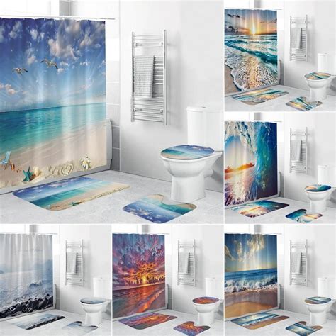 Sunny Beach Sea Wave Duschvorh Nge Set Badezimmer Vorhang K Ste