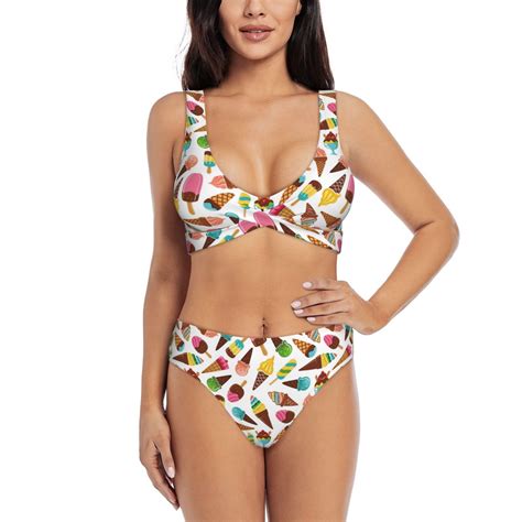 Swim Suits For Women Bikini Ice Cream Popsicles Soft Stretchy