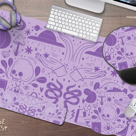 Pastel Goth Desk Mat Kawaii Cute Witch Mousepad Purple Etsy