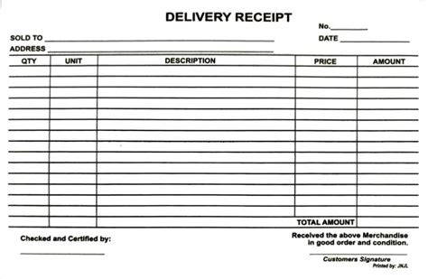 Delivery Receipt Carbonized Big 50 Sheets Padded Landscape Horizontal