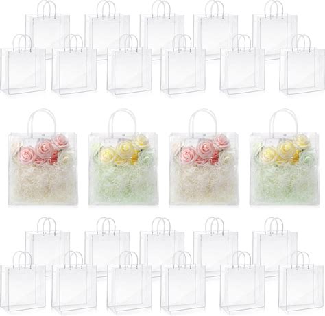 Amazon Qilery 50 Pcs Small Clear Gift Bags With Handles 5 9 X 5 1