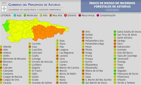 Más del 90 de Asturias en riesgo alto o muy alto de sufrir incendios