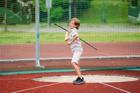 Javelin Throw Competition For Kids Athletics Club Stock Photo Image