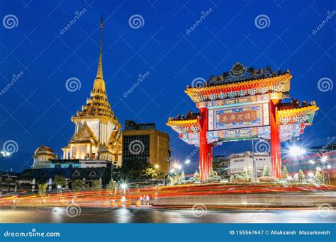 The Gate To Chinatown In Yaowarat Bangkok Thailand Stock Image