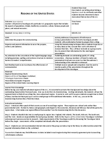 Regions Of The United States Lesson Plan For 3rd 6th Grade Lesson Planet